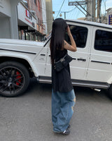Denim damage pants
