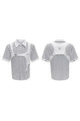 Striped Double Collar Layered Shirt