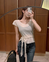 Aon Pleated Blouse & Tie Set