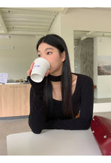 マンホールアンネックチョーカースパンデックス長袖Tシャツ