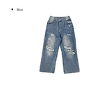 Redo Damage Washing Wide Denim Pants