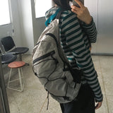 カジョンゴープコアチェックナイロンメッシュバックパック