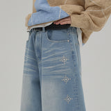 Western Stud Bermuda Denim Pants