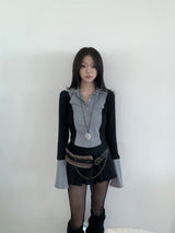 Youth Contrast Stripe Slim-fit Long Sleeve Shirt 