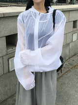 Sheer diagonal see-through windbreaker (5c)