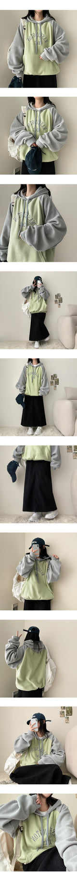 Males fleece raglan colored hoodie