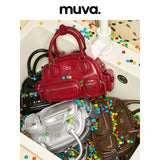 muva.レザー ボウリングバッグ マルチポケット 2WAY ショルダー＆クロスボディバッグ
