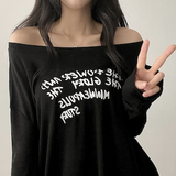 Alling lettering shoulder long sleeve tee