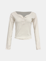 Dot Button Frill Wrap T-shirt