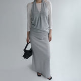 [Auditon] Button Halter Neck Sleeveless Top - 3 color