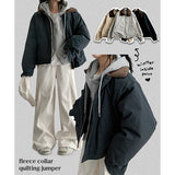Fobon wool collar quilted jumper