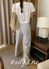 striped banding pants