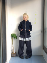 Shirring Pocket Two-Way Wind Zip-Up