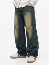 vintage balloon wide denim pants (muddy indigo)