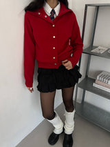  Metal snap button high neck long sleeve knit cardigan (3 colors)