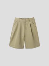 VIR Style Cotton Pin-Tuck Wide Bermuda Shorts