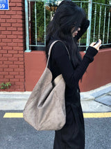 Cozy Stud Suede Shoulder Bag with Pouch