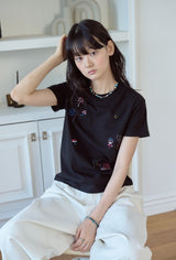 26SS★ Mushroom Stitch Crop Short Sleeve Tee