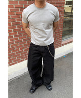 Non-faded curved raw denim pants