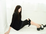 Dot flare layered top / black