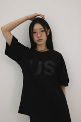 " US " オーバーサイズTシャツ ( ブラック ) UNISEX