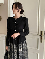 Sophian Wool Peplum Pintuck Jacket Blouse