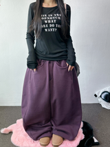 Balloon Wide Collie Belt Color-Point Fleece Balloon Wide Pants 🖤💜 5COLOR