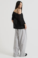 ニットワンショルダーTシャツ, Black