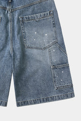 エイジスプラッターカーペンターデニムショーツ(Washed Blue)