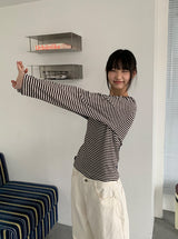 キンバーボーダーラウンド長袖Tシャツ