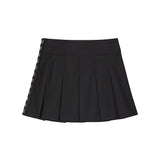 クロスチェーンプリーツスカート - ブラック