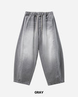Cement Curved Denim Pants