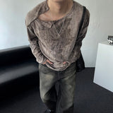 ENOC グランジダイイングショルダースナップ長袖Tシャツ (2 colors)
