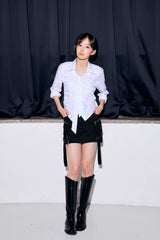 ELISE TIE SHIRRING SHIRT / WHITE