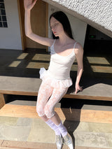 Whtie Rose lace leggings stockings