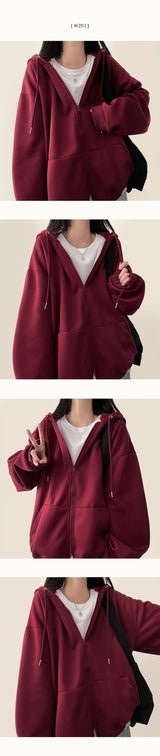 Moss Basic Boxy Hoodie Zip-Up