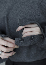 Soft button sleeve sweatshirt