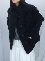 highneck puffy fur jacket