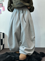 パラシュートツーピンタックバルーンロングワイドパンツ 🖤🩶💜🤎🩷5COLOR