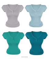 Zoey Vivid Button Top (6color)