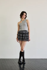BEBE UNBALANCE SLEEVELESS TOP / GRAY
