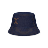 VA Curved Denim Stitch Detail Bucket Hat / Indigo