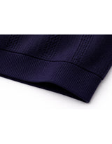 デイジースカラップカラーコントラストショートスリーブニットカーディガン Navy