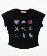 グラフィッククロップTシャツ ブラック