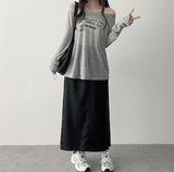 Alling lettering shoulder long sleeve tee