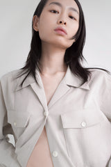 ストレッチロールアップシャツ, ベージュ