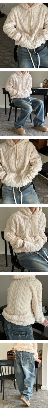 [F/W] Cable sheep hair hood knit(3color)