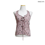 (3color) Star Lace-Up Halter Sleeveless Tee