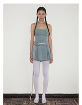 rirri SS Distressed Stone-Wash 100% Cotton Stretch Denim Camisole Dress - Casual Edit