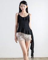 Oblique Ruffle Camisole Top Black